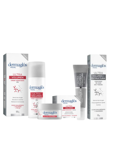 Kit Facial Dermaglós Ultra Volumen Crema Dia Noche Ojos