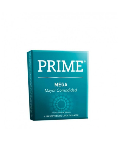 Preservativos De Látex Mega Large Prime Caja X 3unds