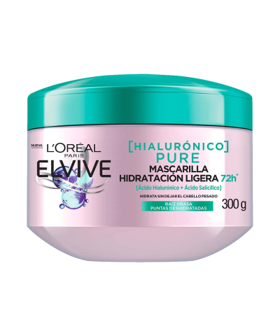 Mascarilla Hidratación Ligera  Elvive Hialuronico Pure X 300 Gr