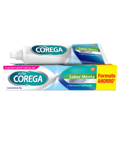 Adhesivo Corega Para Prótesis Dentales Ultra Crema Sabor Menta X 70 Gr