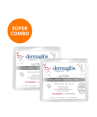 Kit Mascaras De Tela Dermaglós Ultra Volumen + Estructura X2