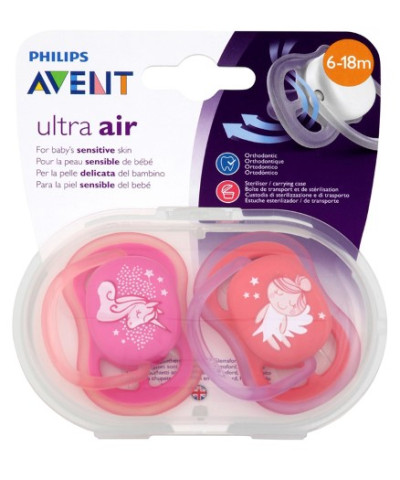 Chupete Ultra Air Unicornio Nena Avent 6-18 M X 2 U.