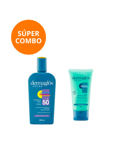 Kit Protector Solar Dermaglós + Gel Post Solar 50gr