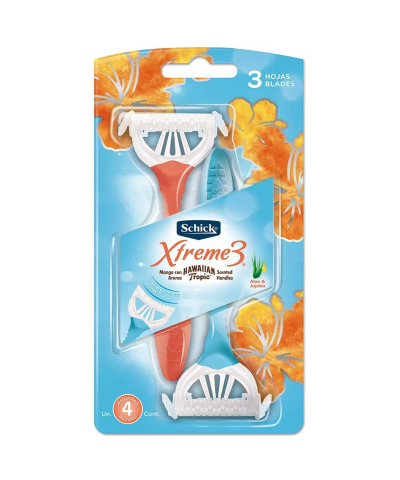 Máquina De Afeitar Xtreme 3 Piel Delicada Femenina X 4 Un