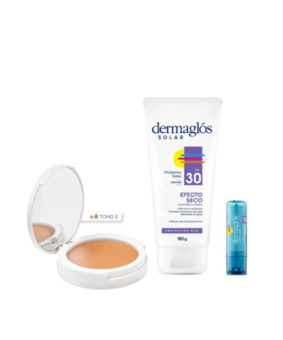 Kit Protector Solar Dermaglós Corporal + Compacta T2 +Labial