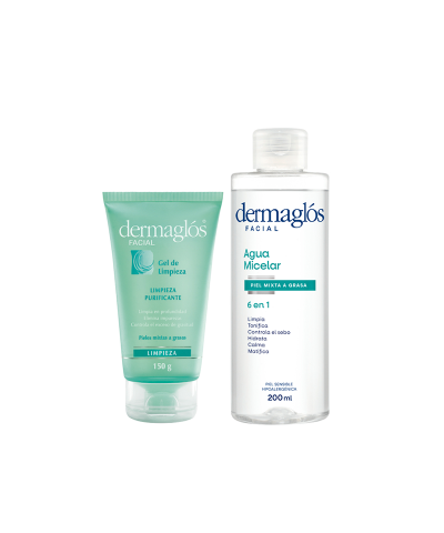 Kit Dermaglós Doble Limpieza Facial Piel Mixta A Grasa