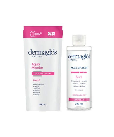 Kit Dermaglós Agua Micelar 200ml + Refill 200 Ml
