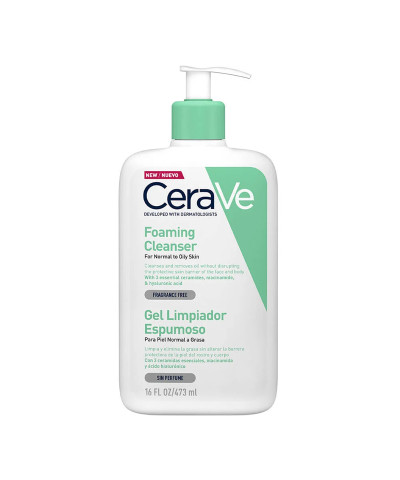 Cerave Gel Limpiador Facial Espumoso Para Pieles Normales X 473 Ml