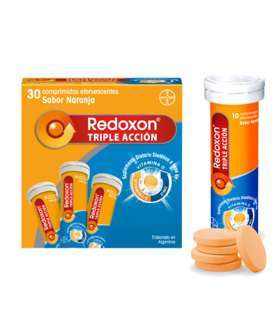 Redoxon Triple Acción Suplemento Dietario A Base De Vitamina C X 30 Comps Efer S/Naranja