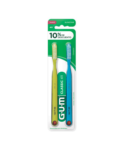 Cepillo Dental Gum Classic Suave 411 Pack 2 Unid