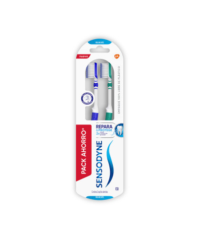 Sensodyne Repara Y Protege Cepillo Dental Cerdas Suaves Protección Para Dientes Sensibles Y Encías 2x1, Suave