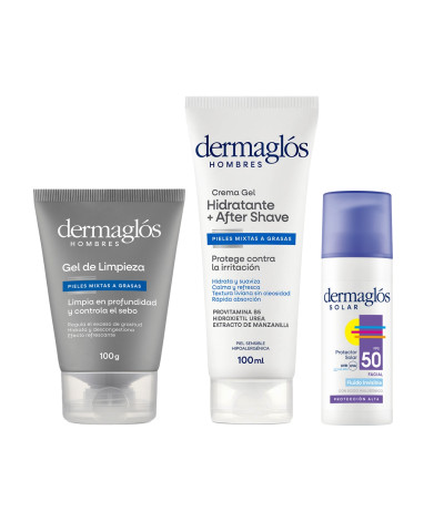 Kit Facial Dermaglós Hombres Rutina Express Protector Solar