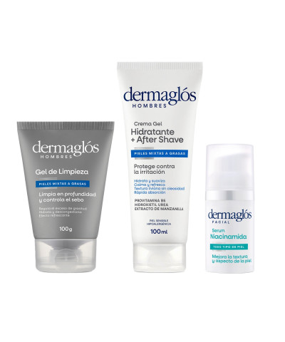 Kit Facial Dermaglós Hombres Rutina Express Niacinamida