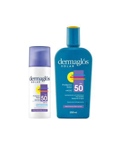 Kit Dermaglós Protector Solar Facial Fluido +Emulsión FPS 50