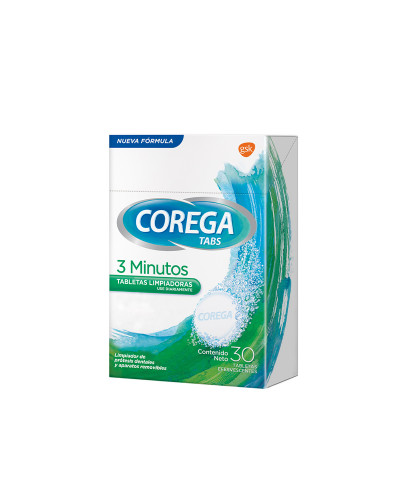 Limpiador Corega De Prótesis Dentales 3 Minutos X 30 Unid